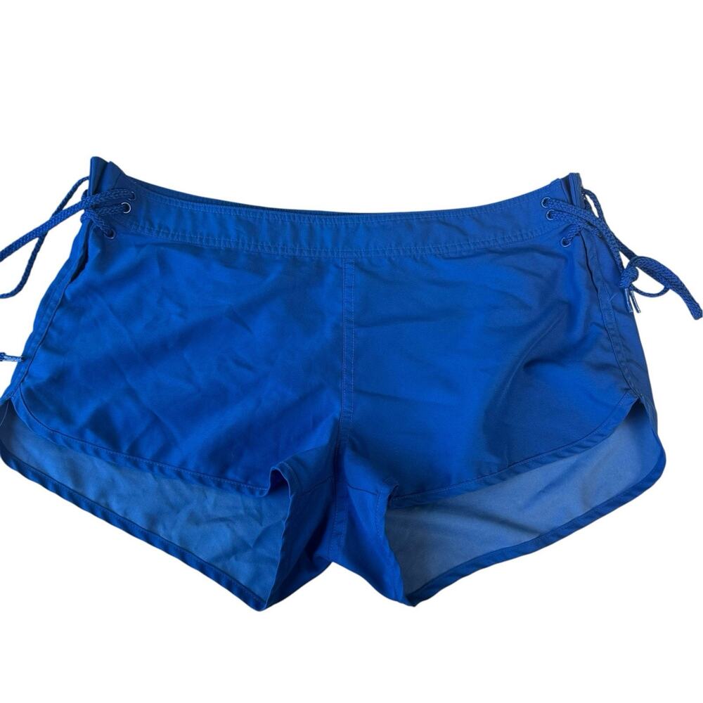 Vtg y2k Old Navy M Blue Board Shorts Side Drawstring Booty Low Rise Micro Preppy